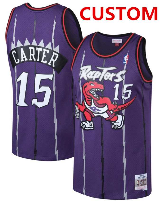 Men & Youth Customized Toronto Raptors Purple Throwback Mitchell And Ness Stitched Jersey